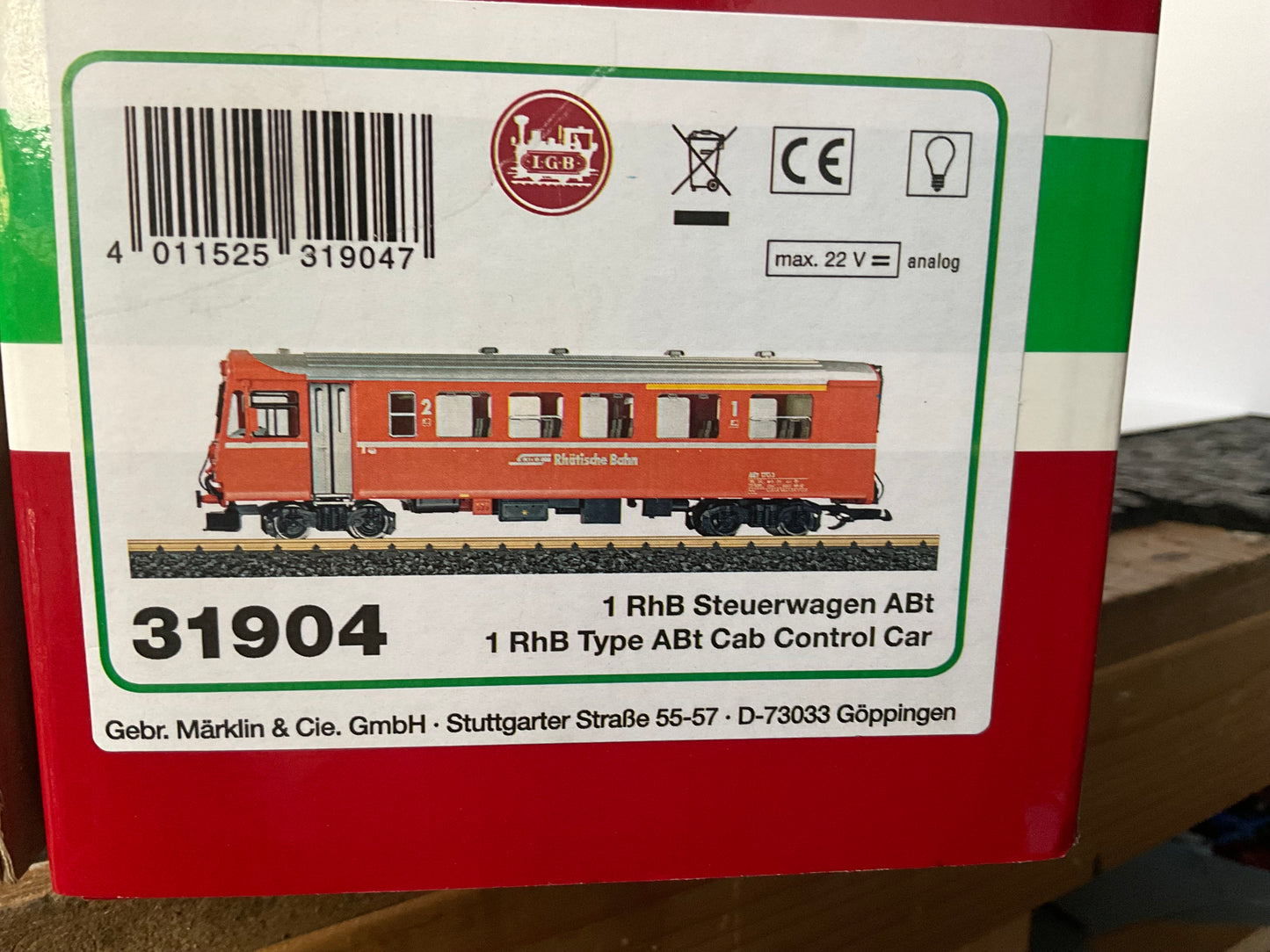 LGB G scale 31904 RHB Type ABt cab control car