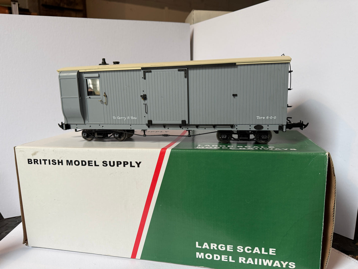 Accucraft R19-9A – L & B BOGIE GOODS VAN # 23 IN L & B GREY